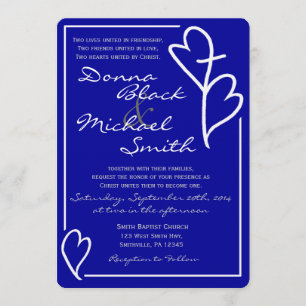 Zwei Herzen kreuzen religiöse Einladung