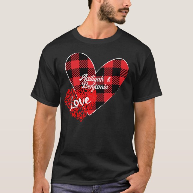 Zwei Herzen Liebe personalisieren T - Shirt (Vorderseite)