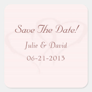 Zwei Herzen mit grauer Grenze Save the Date Hochze Quadratischer Aufkleber