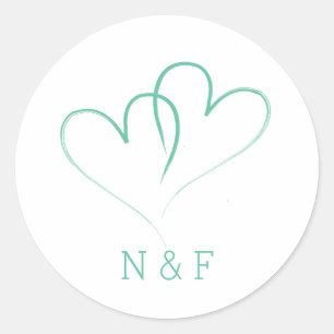 Zwei Herzen miteinander verflochten - Wedding Roun Runder Aufkleber