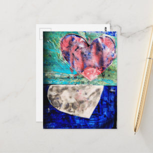 Zwei Herzen Mixed Media Postkarte