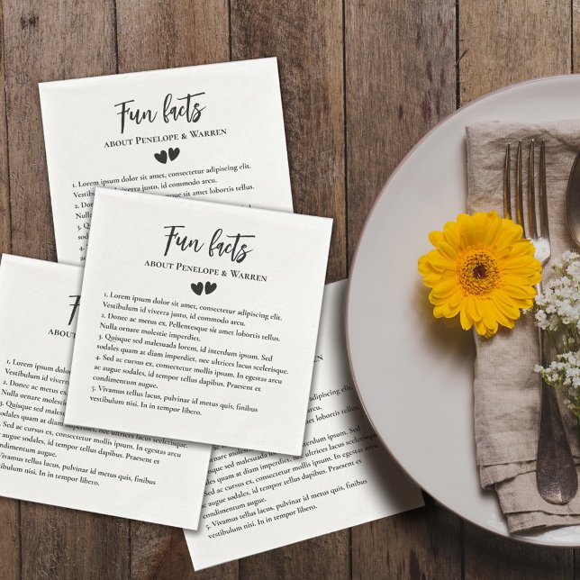 Zwei Herzen Niedlich romantische Fun-Fakten Hochze Serviette (Von Creator hochgeladen)