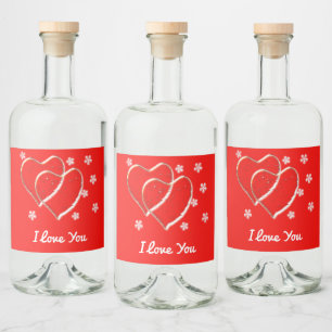 Zwei Herzen, romantische Hochzeit.Personalisiert Alkoholflaschenetikett