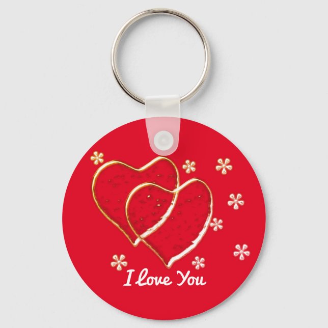 zwei Herzen, romantische Hochzeit.Personalisiert K Schlüsselanhänger (Vorderseite)