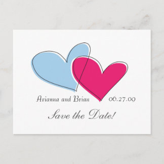 Zwei Herzen Save the Date Ankündigungspostkarte