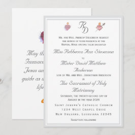 Zwei-Herzen-Silber Katholische Hochzeitseinladung Einladung