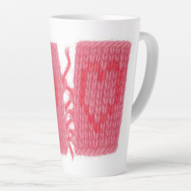 ZWEI HERZEN STRICK hoch Latte Tasse (Rechte Ecke)