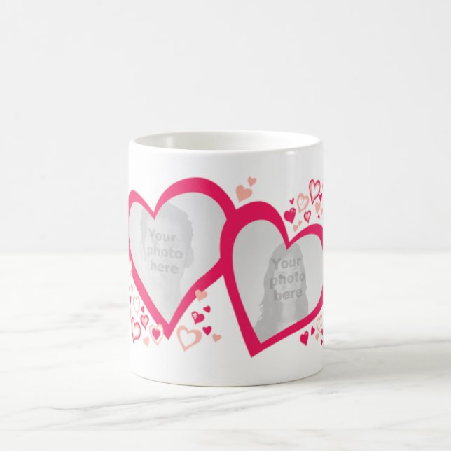 Zwei Herzen valentine / Hochzeit Fotos rosa rote T Kaffeetasse (Mittel)