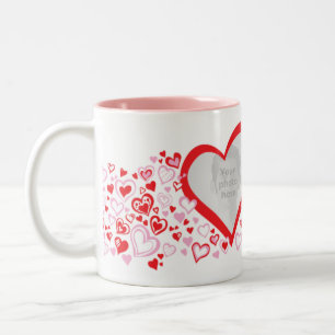 Zwei Herzen Valentine/rote rosa Tasse der