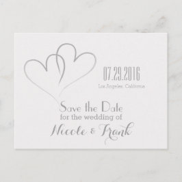 Zwei Herzen verflochten Save the Date - Silber Ankündigungspostkarte