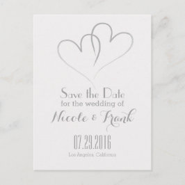 Zwei Herzen verflochten Save the Date - Silber Ankündigungspostkarte