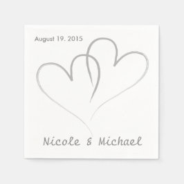 Zwei Herzen verwoben Hochzeitspapier Napkins. Serviette