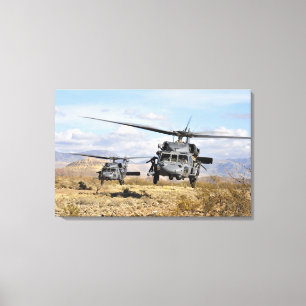 Zwei HH-60 Pavehawk Hubschrauber, die zu lan sich Leinwanddruck