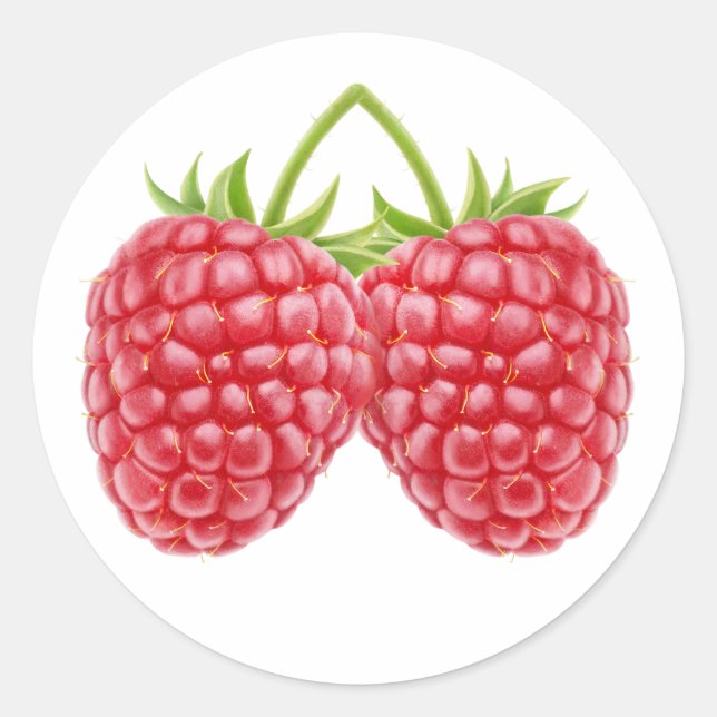 Zwei Himbeeren Runder Aufkleber (Vorderseite)