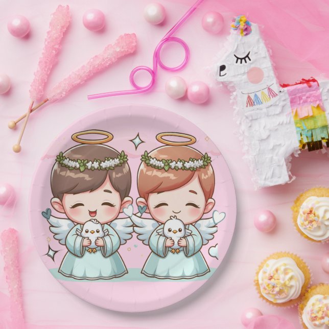 Zwei Himmlische Wächter Pappteller (Party)