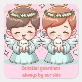 Zwei himmlische Wächter Quadratischer Aufkleber