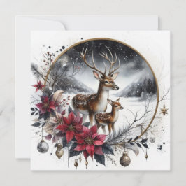 zwei Hirsche Flaches Weihnachtskarte Feiertagskarte