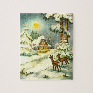 Zwei Hirsche im Schnee Puzzle
