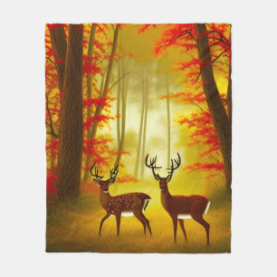 Zwei Hirsche in einem Herbstwald / Wald Fleecedecke