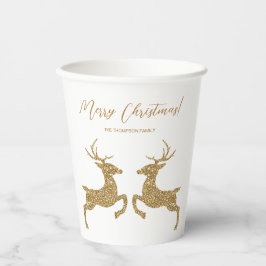 Zwei Hirsche in Imitaten Gelber Glitzer sehen mit  Pappbecher