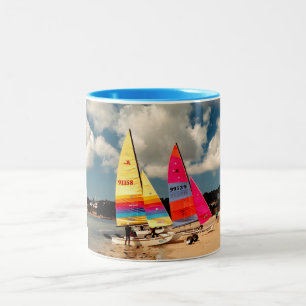 Zwei Hobie Segelboote Zweifarbige Tasse