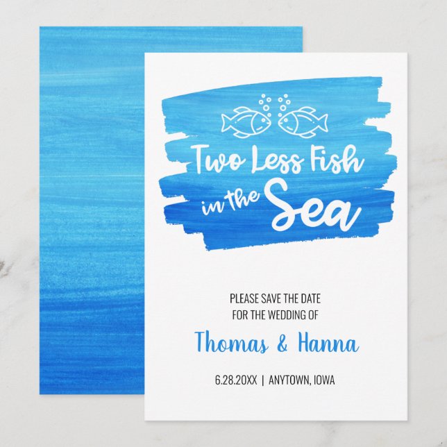 Zwei Hochzeiten im Meerwasser mit weniger Fisch Ge Save The Date (Vorne/Hinten)