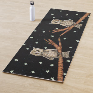 Zwei Hübsche Brown Owls auf Branch Blue Necklace  Yogamatte