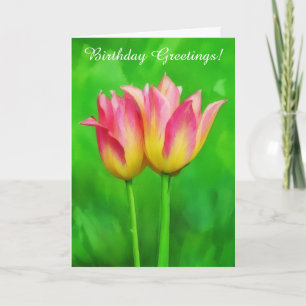 Zwei hübsche Tulpen Zwei Geburtstagswünsche Blumen Karte