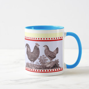Zwei Huhn-Küchen-klassische altmodische Tasse