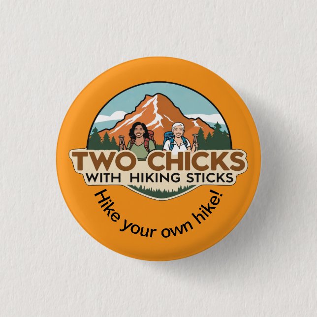 Zwei Hühner Knopf (Orange) Button (Vorderseite)