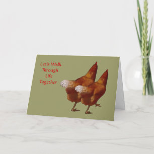 Zwei Hühner Seite an Seite: Valentine: Kunst Feiertagskarte
