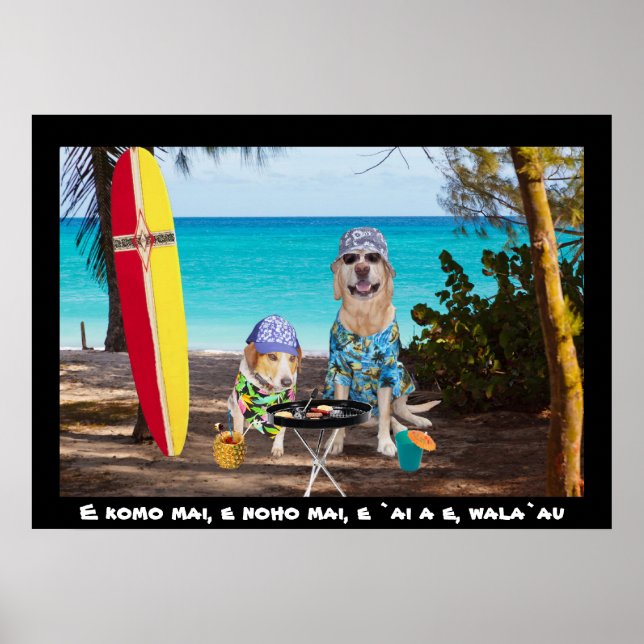 Zwei Hunde am Strand Poster (Vorne)