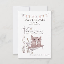 Zwei Hunde auf einem Tier Save the Date Hochzeit Ankündigung