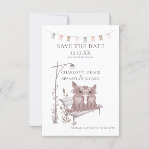 Zwei Hunde auf einem Tier Save the Date Hochzeit Ankündigung