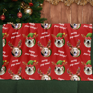 Zwei Hunde Foto Rentier Antler Frohe Weihnachts Ro Fleecedecke