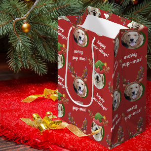 Zwei Hunde Foto Rentier Antler Frohe Weihnachts Ro Mittlere Geschenktüte