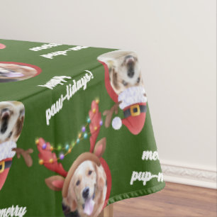 Zwei Hunde Foto Rentier Frohe Weihnachten Grün gro Tischdecke