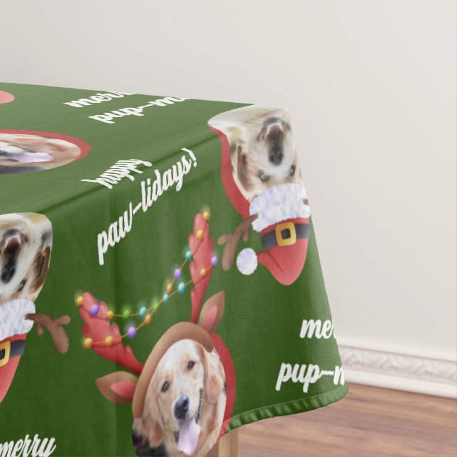 Zwei Hunde Foto Rentier Frohe Weihnachten Grün gro Tischdecke (Beispiel)