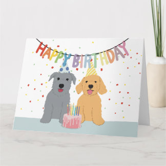 Zwei Hunde Geburtstagsparty Karte
