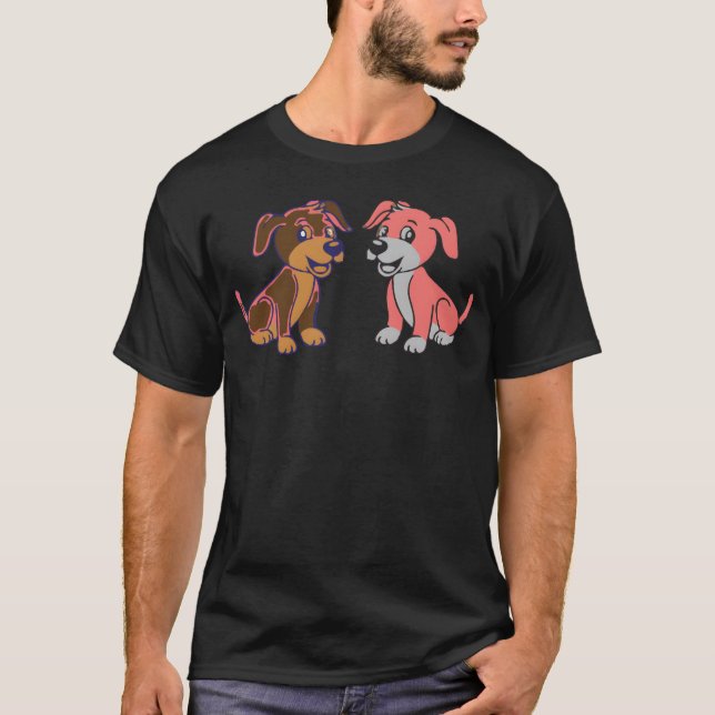 Zwei Hunde gestalten sich lustig T-Shirt (Vorderseite)