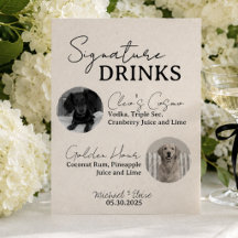 Zwei Hunde Hochzeitsignatur Drinks Bar signieren