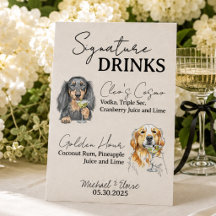 Zwei Hunde Hochzeitsignatur Drinks Bar signieren