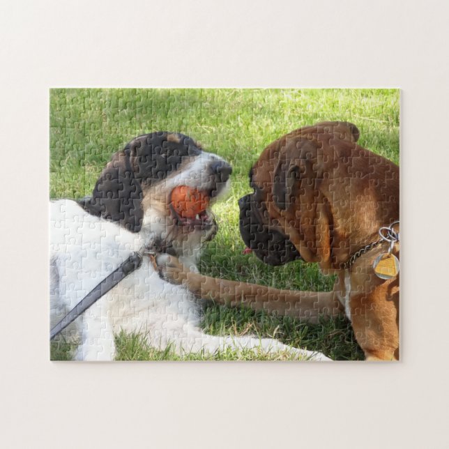 zwei Hunde im Spiel Puzzle (Horizontal)