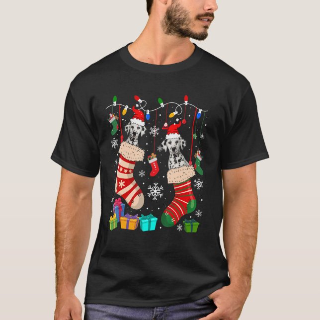 Zwei Hunde in Weihnachtssocken, Hund O T-Shirt (Vorderseite)
