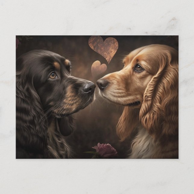 Zwei Hunde lieben Valentine/Jubiläum Postkarte (Vorderseite)