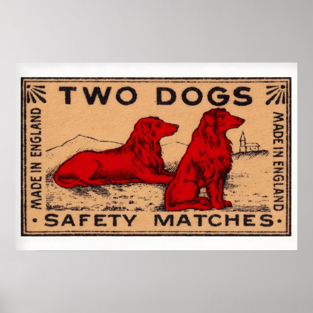 Zwei Hunde - Matchbox-Druck - Schweden-Wandkunst Poster (Vorne)