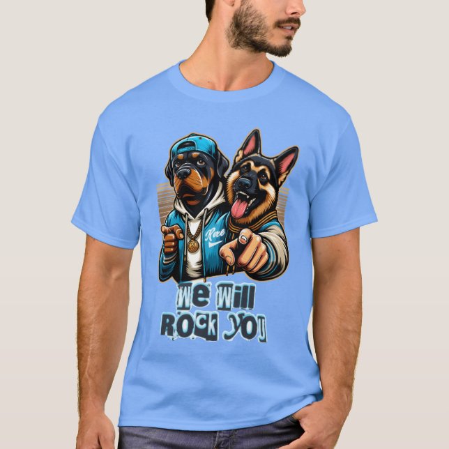 zwei Hunde rocken Tee-Design Mädchen T-Shirt (Vorderseite)