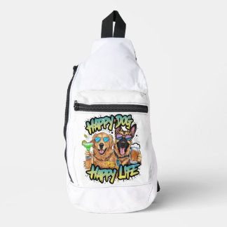 Zwei Hunde trinken Bier und tragen Sonnenbrille Crossbody Bag