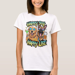 Zwei Hunde trinken Bier und tragen Sonnenbrille T-Shirt
