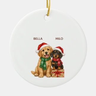 Zwei Hunde Weihnachtsornament personalisiert